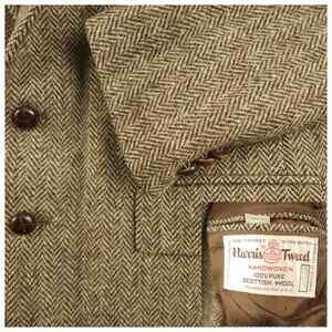 Harris Tweed Blazer Sport Coat Mens 42R Vtg Wool Herringbone Deconstructed Brown